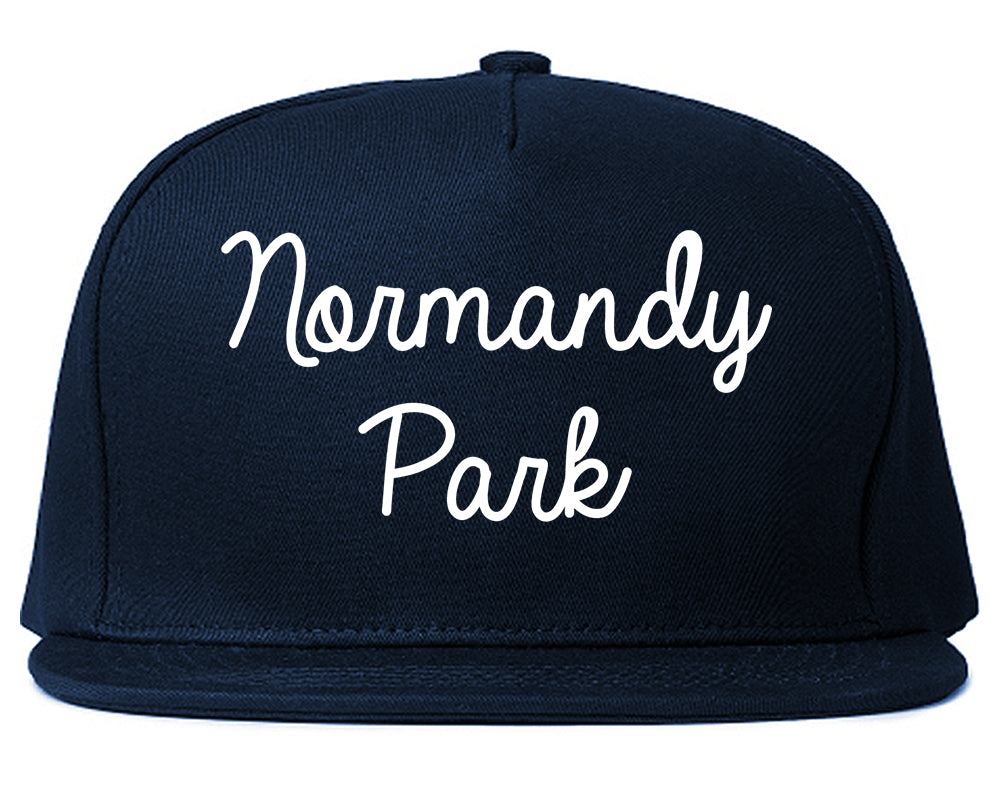 Normandy Park Washington WA Script Mens Snapback Hat Navy Blue