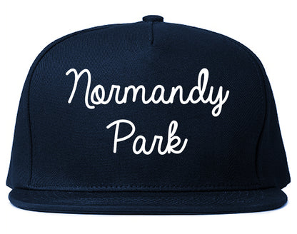 Normandy Park Washington WA Script Mens Snapback Hat Navy Blue