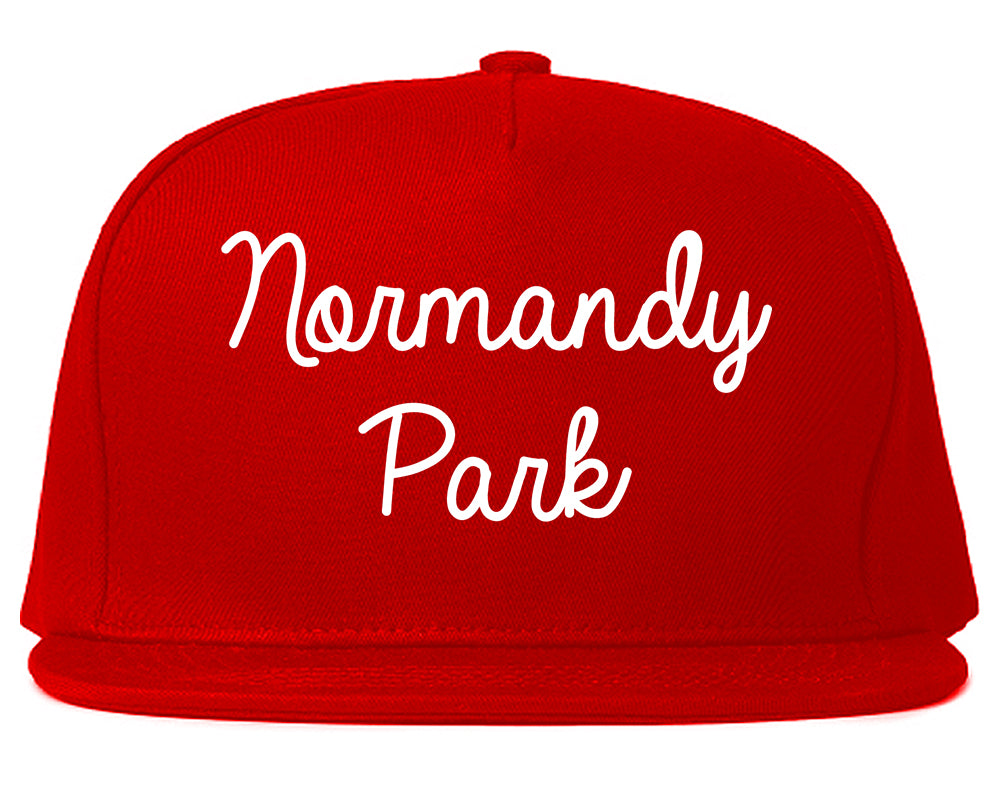 Normandy Park Washington WA Script Mens Snapback Hat Red