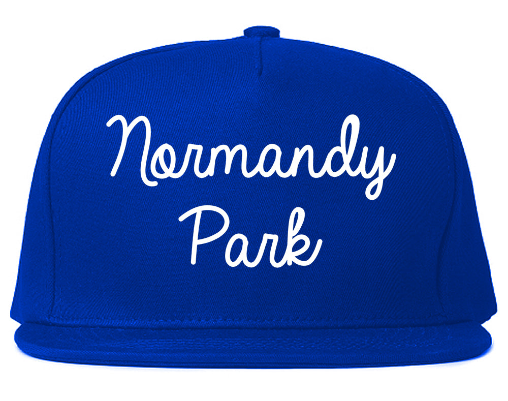 Normandy Park Washington WA Script Mens Snapback Hat Royal Blue