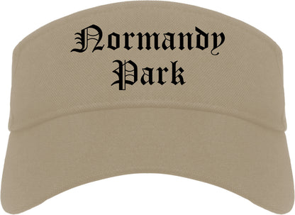 Normandy Park Washington WA Old English Mens Visor Cap Hat Khaki