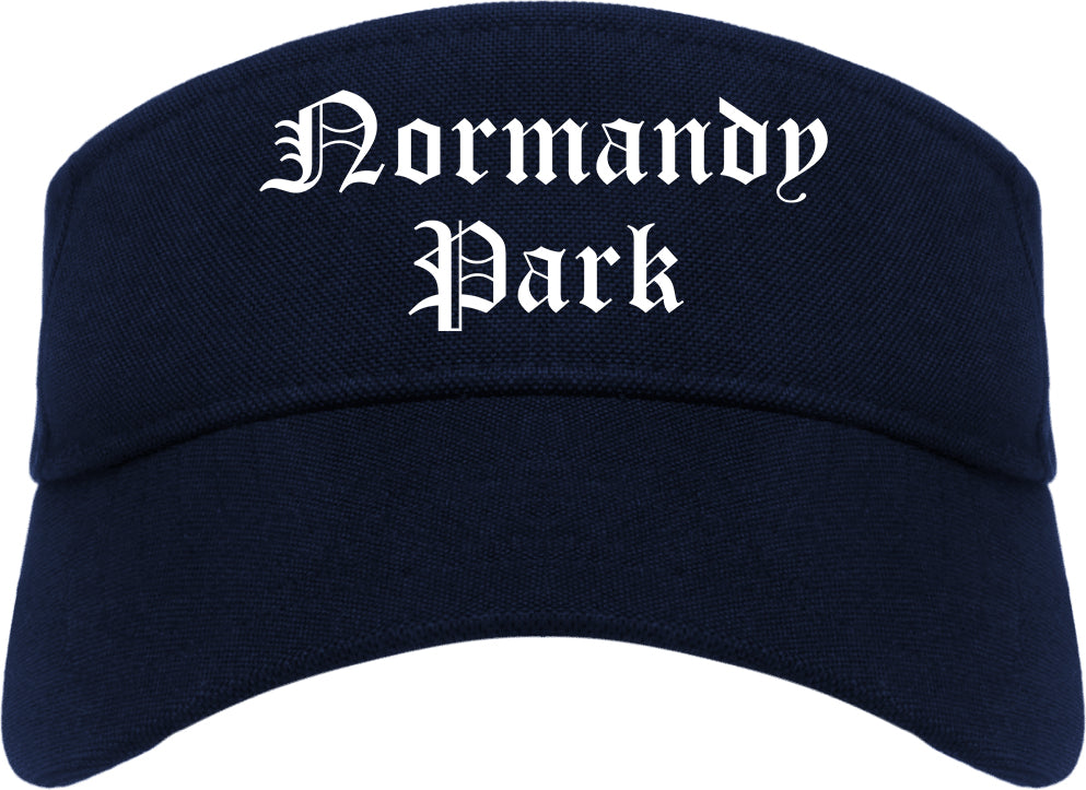 Normandy Park Washington WA Old English Mens Visor Cap Hat Navy Blue