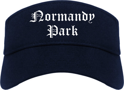 Normandy Park Washington WA Old English Mens Visor Cap Hat Navy Blue