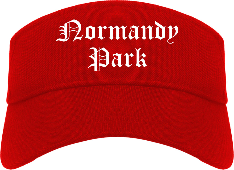 Normandy Park Washington WA Old English Mens Visor Cap Hat Red