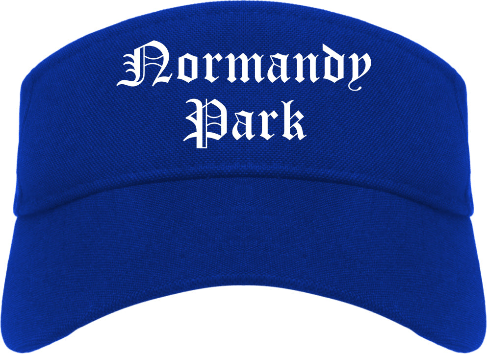 Normandy Park Washington WA Old English Mens Visor Cap Hat Royal Blue