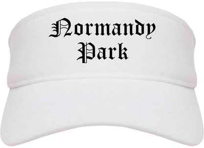 Normandy Park Washington WA Old English Mens Visor Cap Hat White
