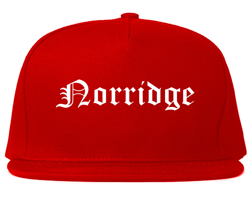 Norridge Illinois IL Old English Mens Snapback Hat Red