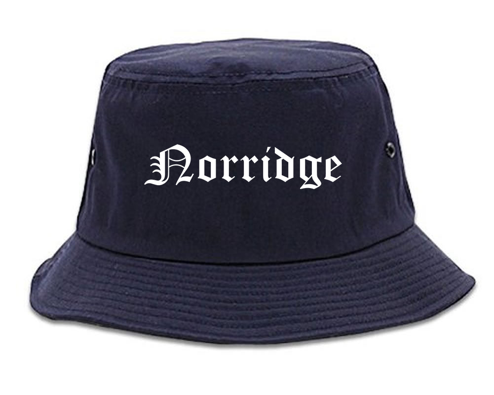 Norridge Illinois IL Old English Mens Bucket Hat Navy Blue