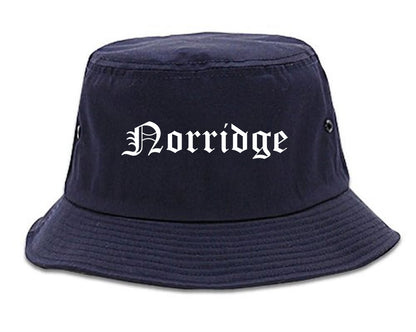 Norridge Illinois IL Old English Mens Bucket Hat Navy Blue