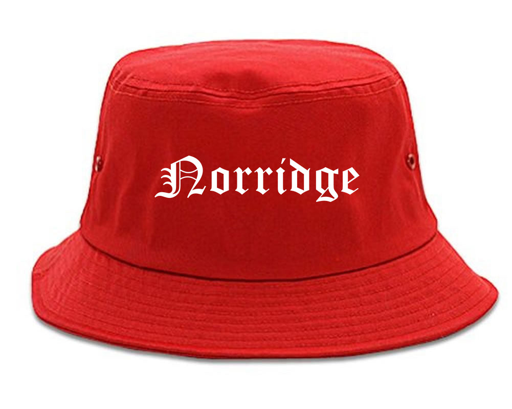 Norridge Illinois IL Old English Mens Bucket Hat Red