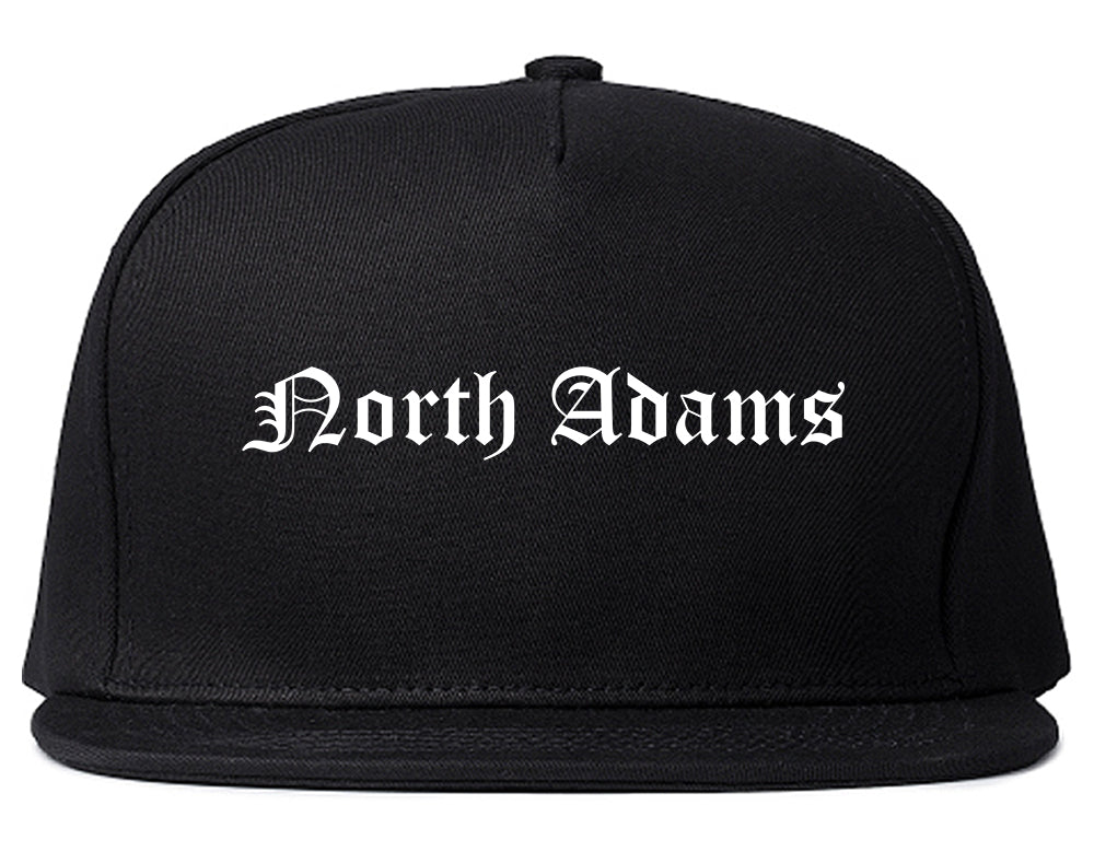 North Adams Massachusetts MA Old English Mens Snapback Hat Black