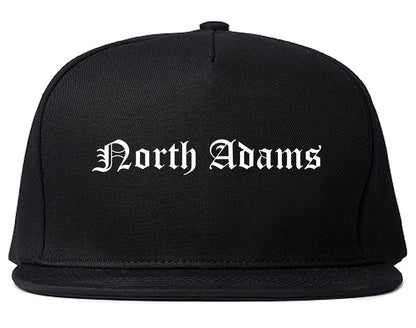 North Adams Massachusetts MA Old English Mens Snapback Hat Black