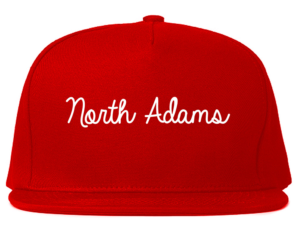 North Adams Massachusetts MA Script Mens Snapback Hat Red