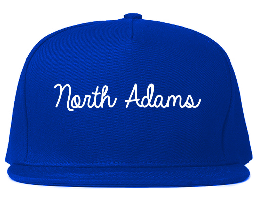 North Adams Massachusetts MA Script Mens Snapback Hat Royal Blue