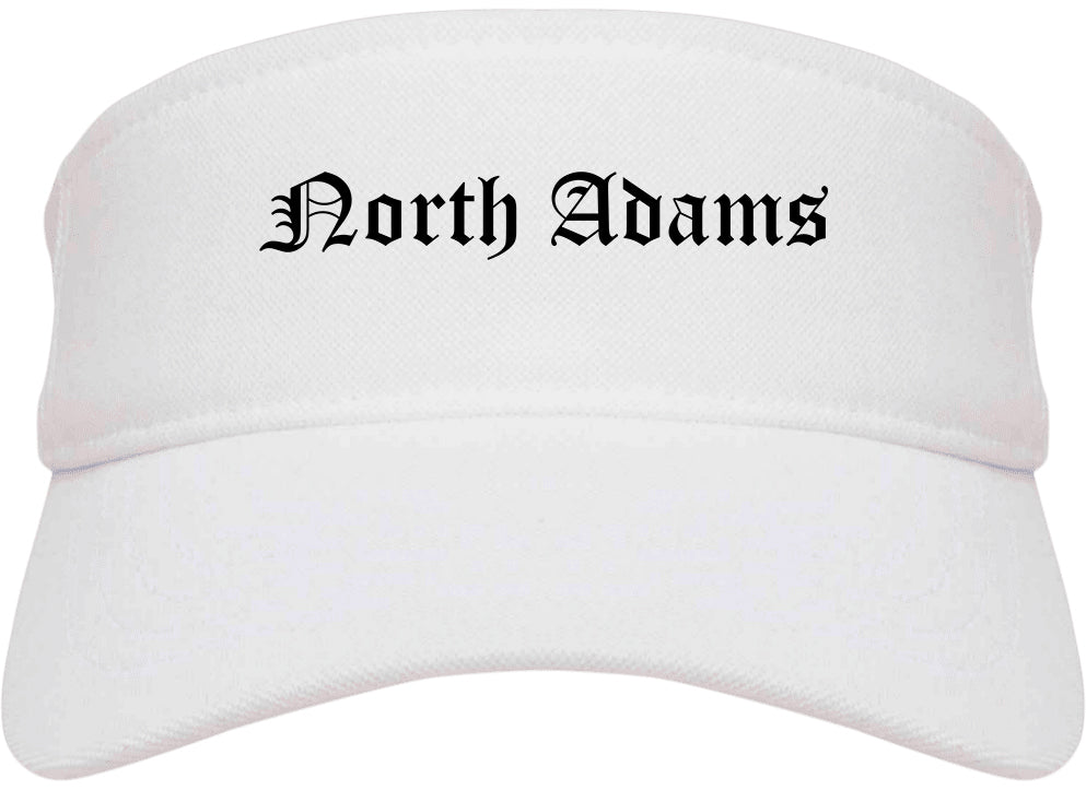 North Adams Massachusetts MA Old English Mens Visor Cap Hat White