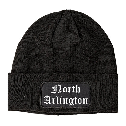 North Arlington New Jersey NJ Old English Mens Knit Beanie Hat Cap Black