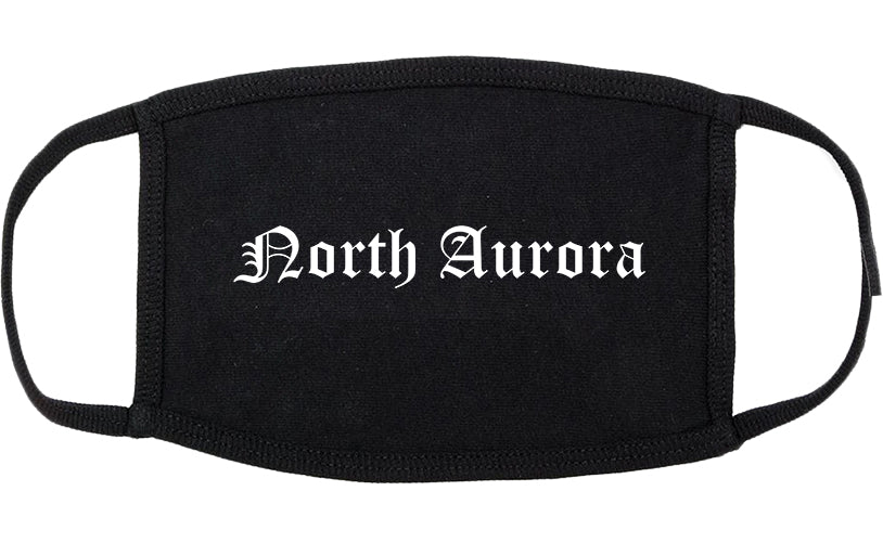 North Aurora Illinois IL Old English Cotton Face Mask Black