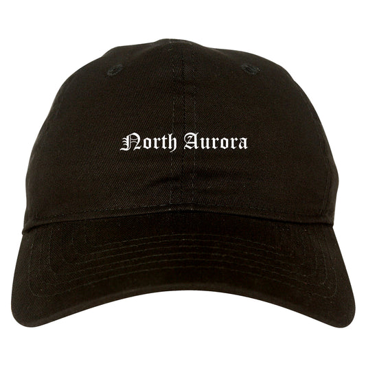 North Aurora Illinois IL Old English Mens Dad Hat Baseball Cap Black