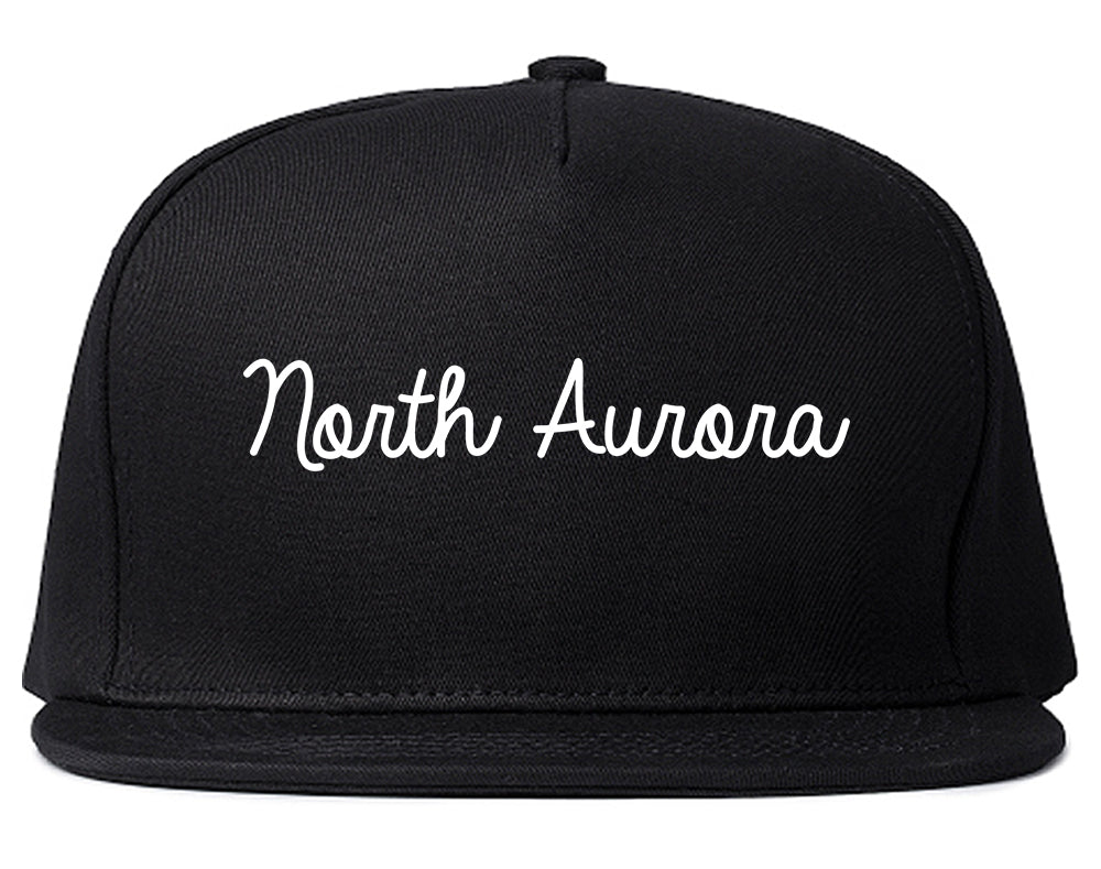 North Aurora Illinois IL Script Mens Snapback Hat Black
