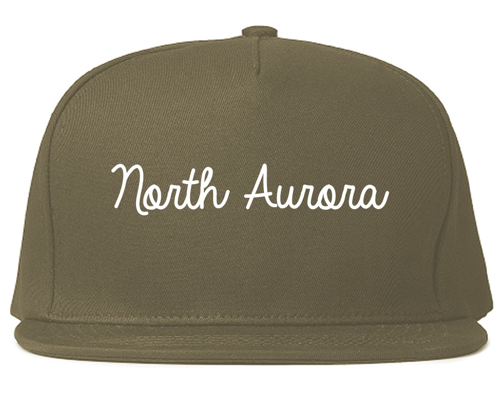 North Aurora Illinois IL Script Mens Snapback Hat Grey
