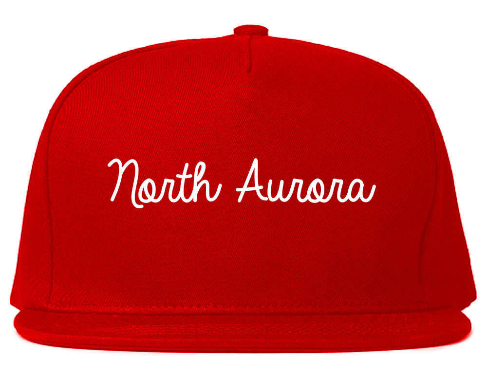 North Aurora Illinois IL Script Mens Snapback Hat Red