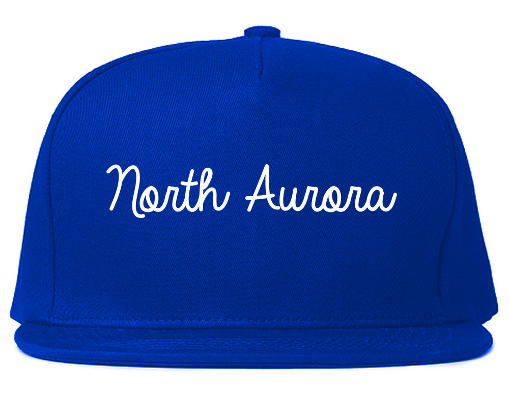 North Aurora Illinois IL Script Mens Snapback Hat Royal Blue