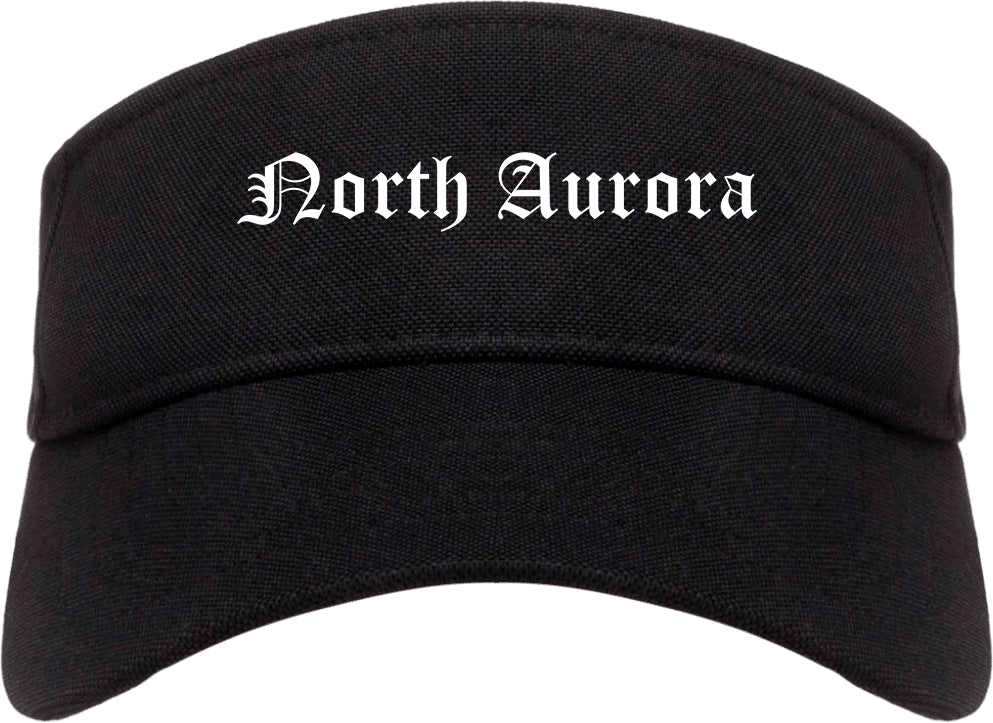 North Aurora Illinois IL Old English Mens Visor Cap Hat Black