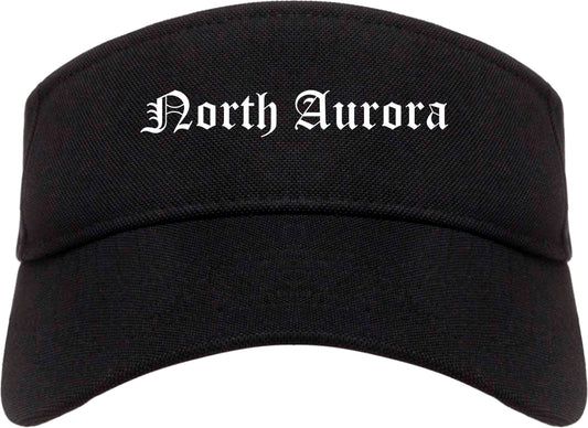 North Aurora Illinois IL Old English Mens Visor Cap Hat Black