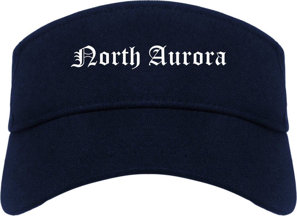 North Aurora Illinois IL Old English Mens Visor Cap Hat Navy Blue