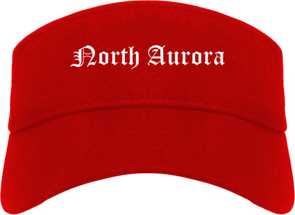 North Aurora Illinois IL Old English Mens Visor Cap Hat Red
