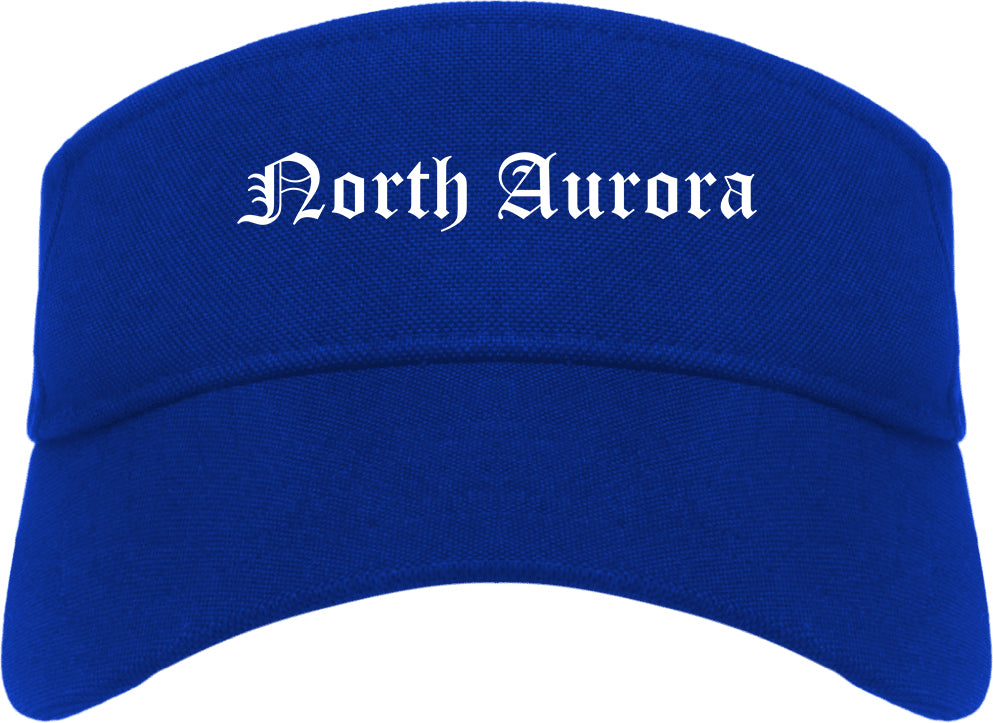 North Aurora Illinois IL Old English Mens Visor Cap Hat Royal Blue