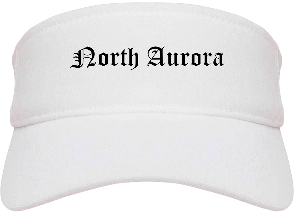 North Aurora Illinois IL Old English Mens Visor Cap Hat White