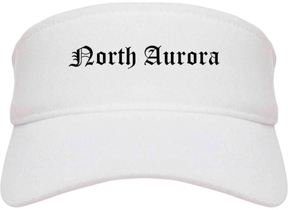 North Aurora Illinois IL Old English Mens Visor Cap Hat White