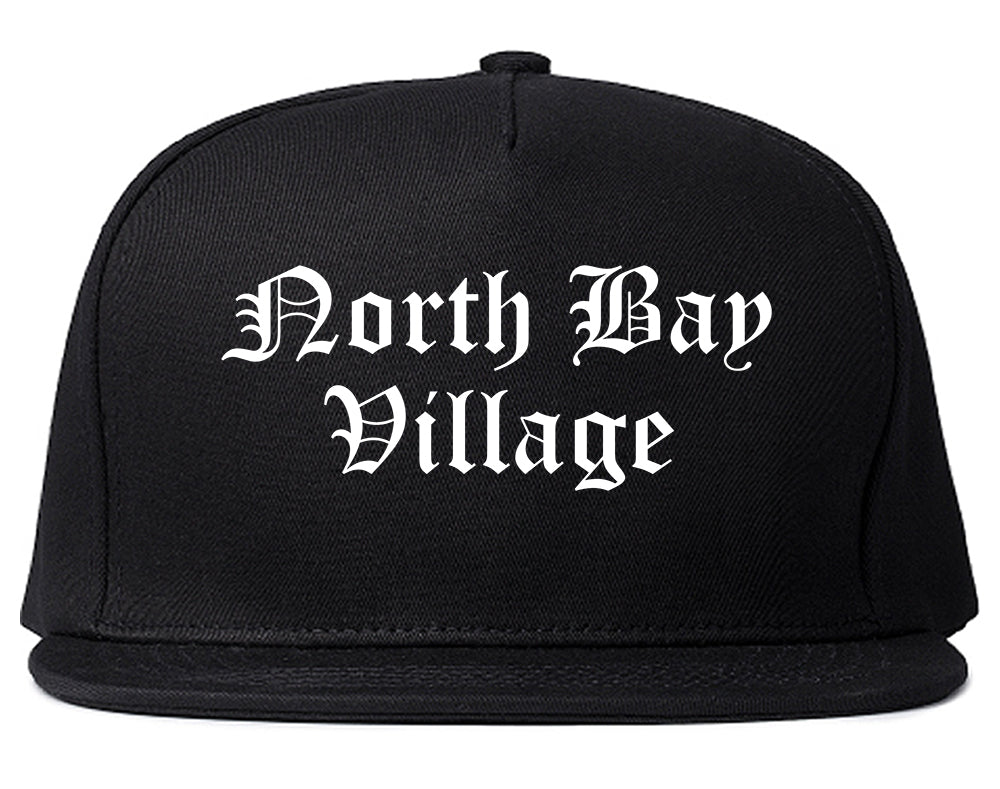 North Bay Village Florida FL Old English Mens Snapback Hat Black