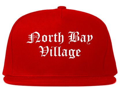 North Bay Village Florida FL Old English Mens Snapback Hat Red
