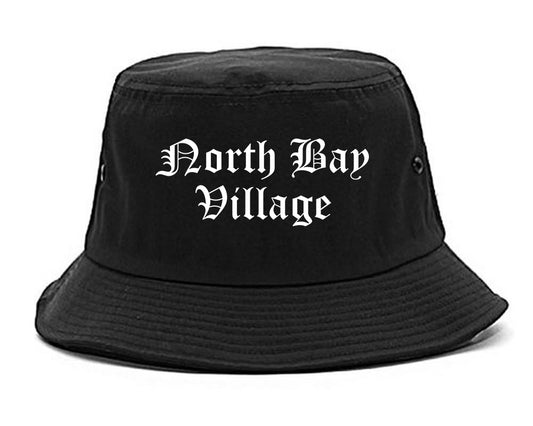 North Bay Village Florida FL Old English Mens Bucket Hat Black