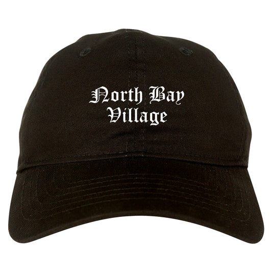 North Bay Village Florida FL Old English Mens Dad Hat Baseball Cap Black