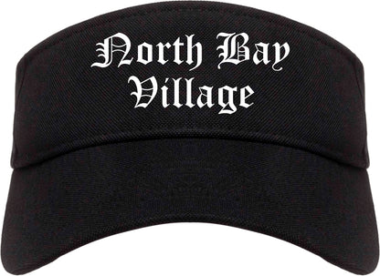 North Bay Village Florida FL Old English Mens Visor Cap Hat Black