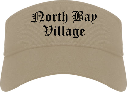 North Bay Village Florida FL Old English Mens Visor Cap Hat Khaki