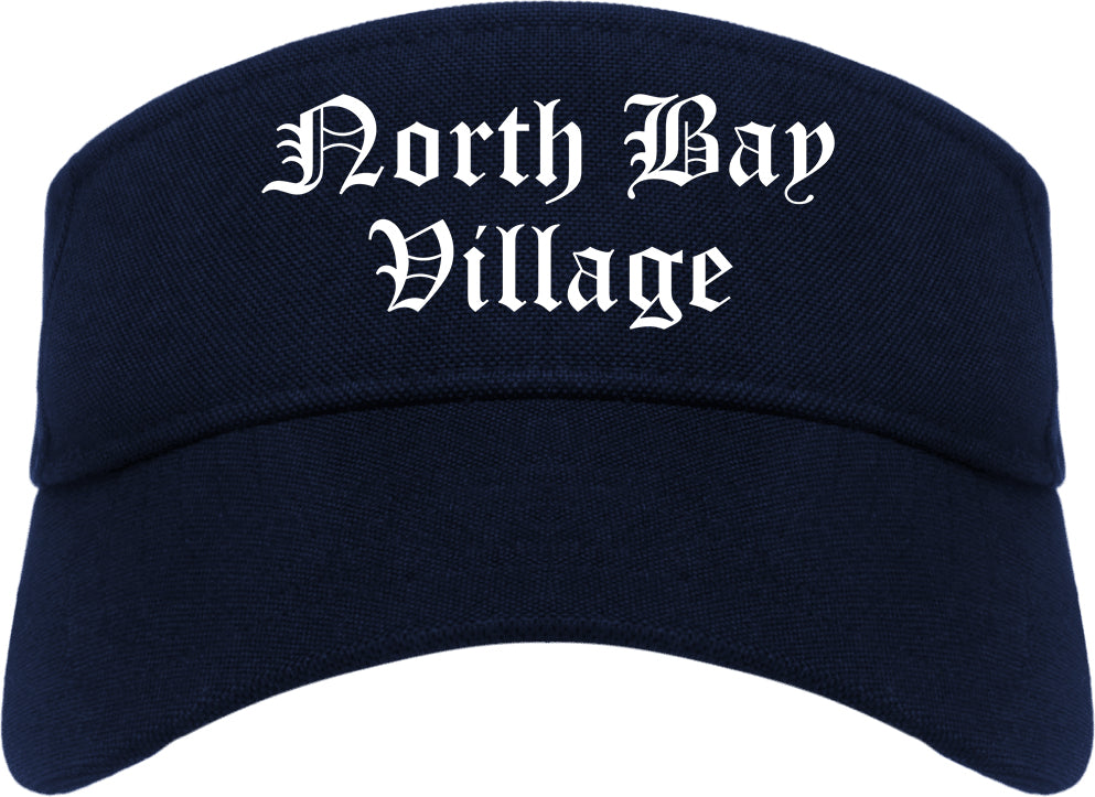 North Bay Village Florida FL Old English Mens Visor Cap Hat Navy Blue
