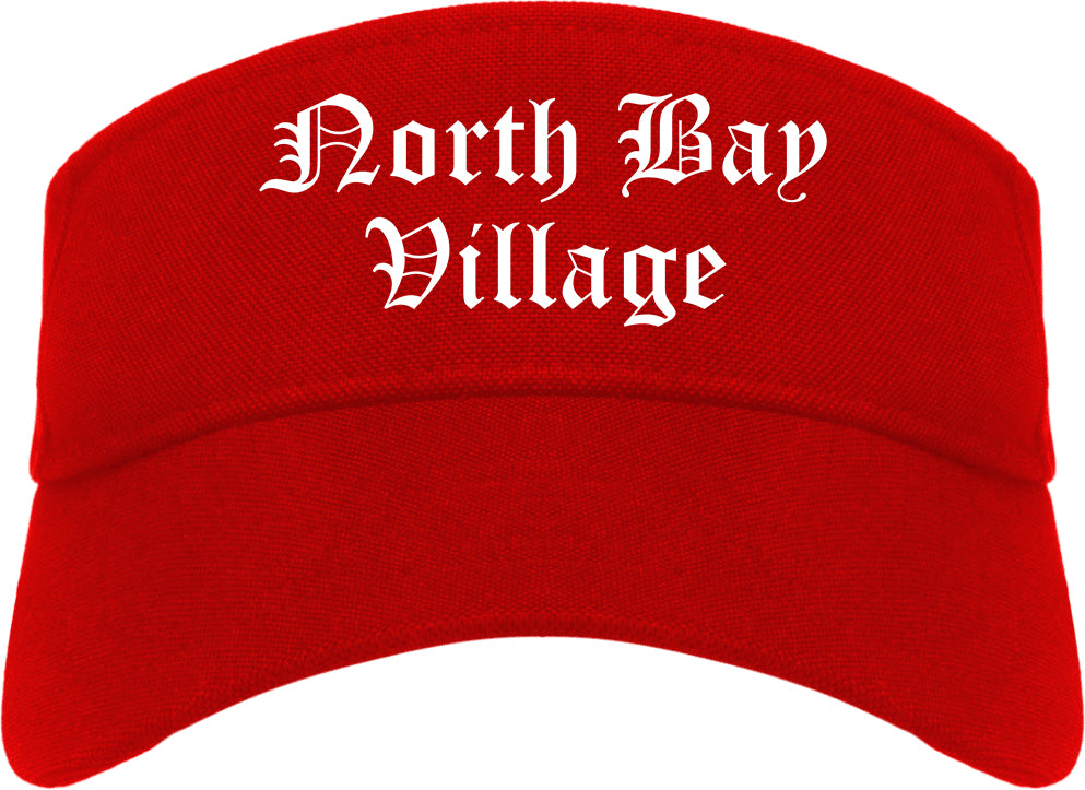 North Bay Village Florida FL Old English Mens Visor Cap Hat Red