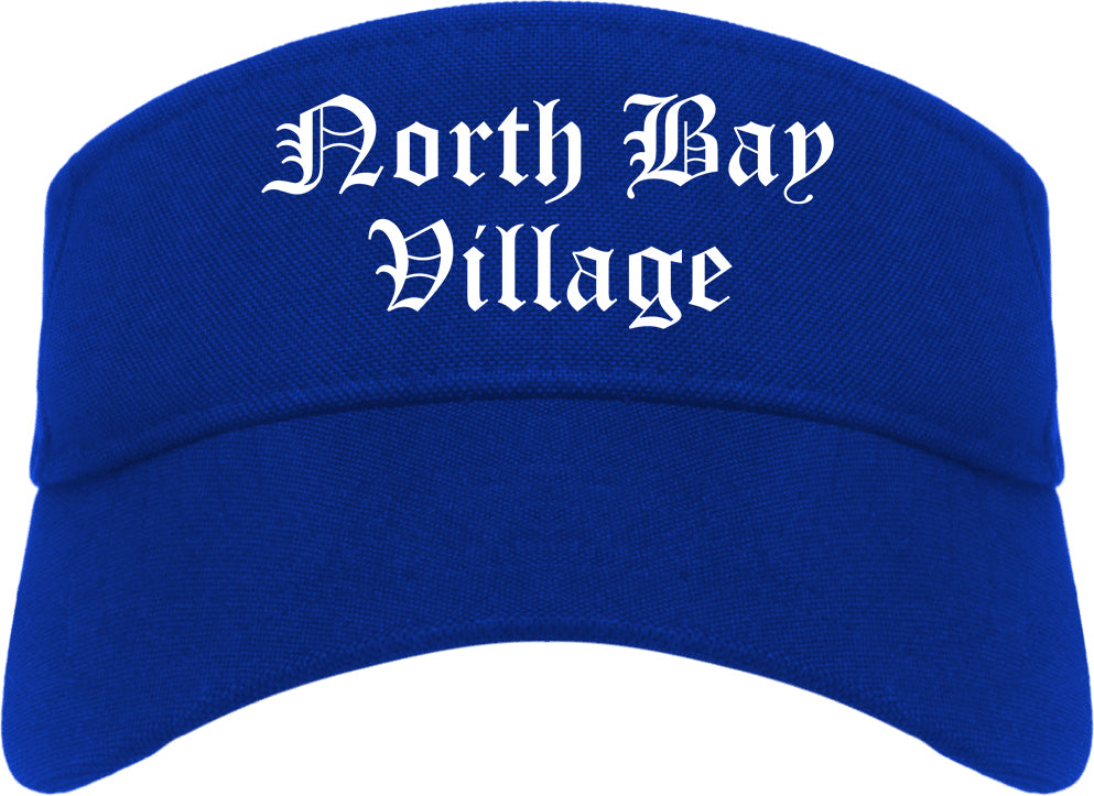 North Bay Village Florida FL Old English Mens Visor Cap Hat Royal Blue