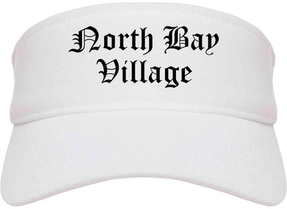 North Bay Village Florida FL Old English Mens Visor Cap Hat White