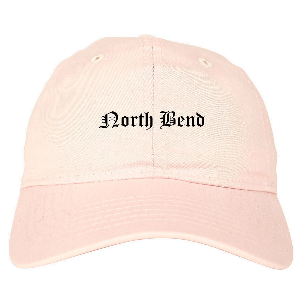 North Bend Oregon OR Old English Mens Dad Hat Baseball Cap Pink