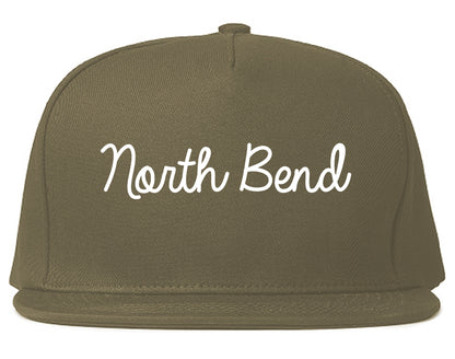 North Bend Oregon OR Script Mens Snapback Hat Grey