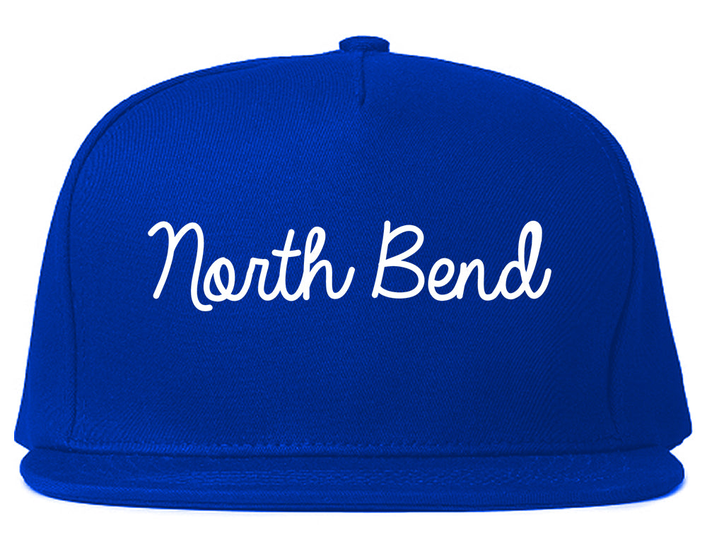 North Bend Oregon OR Script Mens Snapback Hat Royal Blue