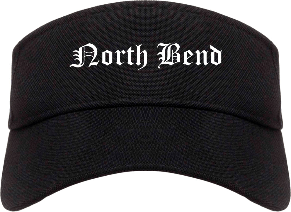 North Bend Oregon OR Old English Mens Visor Cap Hat Black