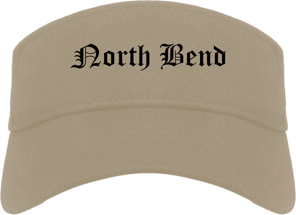 North Bend Oregon OR Old English Mens Visor Cap Hat Khaki