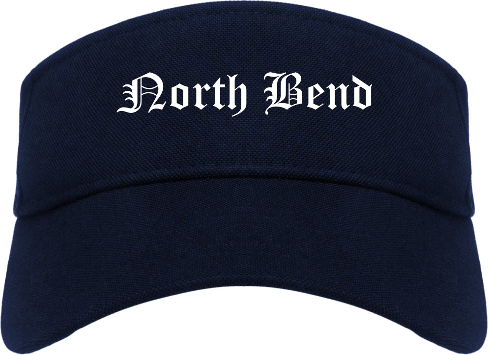 North Bend Oregon OR Old English Mens Visor Cap Hat Navy Blue