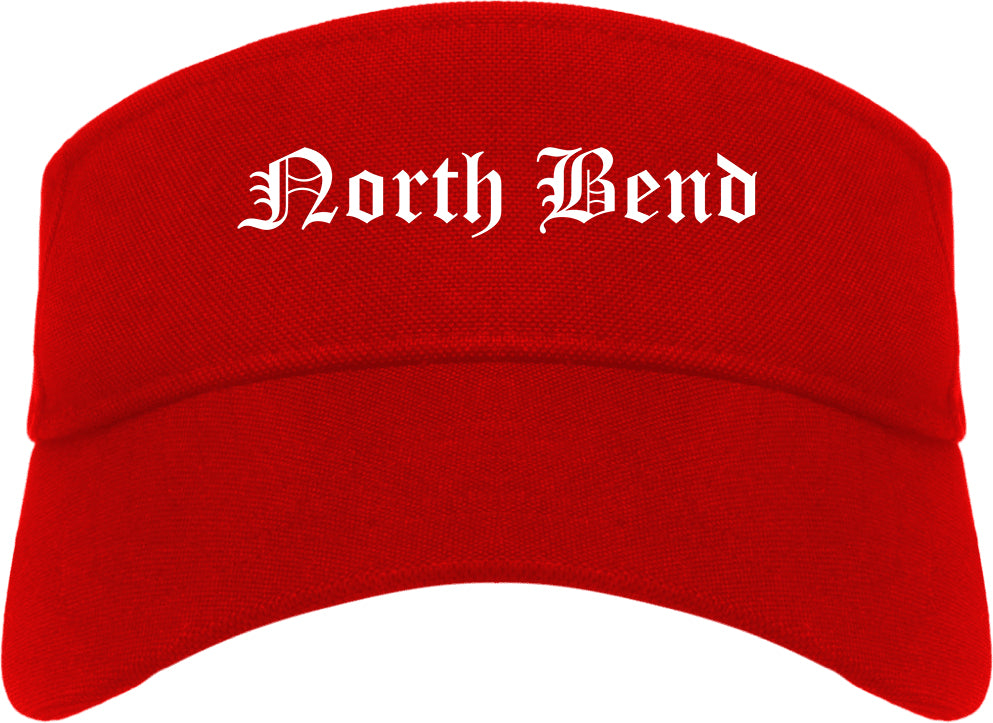 North Bend Oregon OR Old English Mens Visor Cap Hat Red